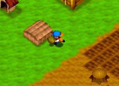 Piling up potatoes in Harvest Moon 64, by Victor/Natsume.
