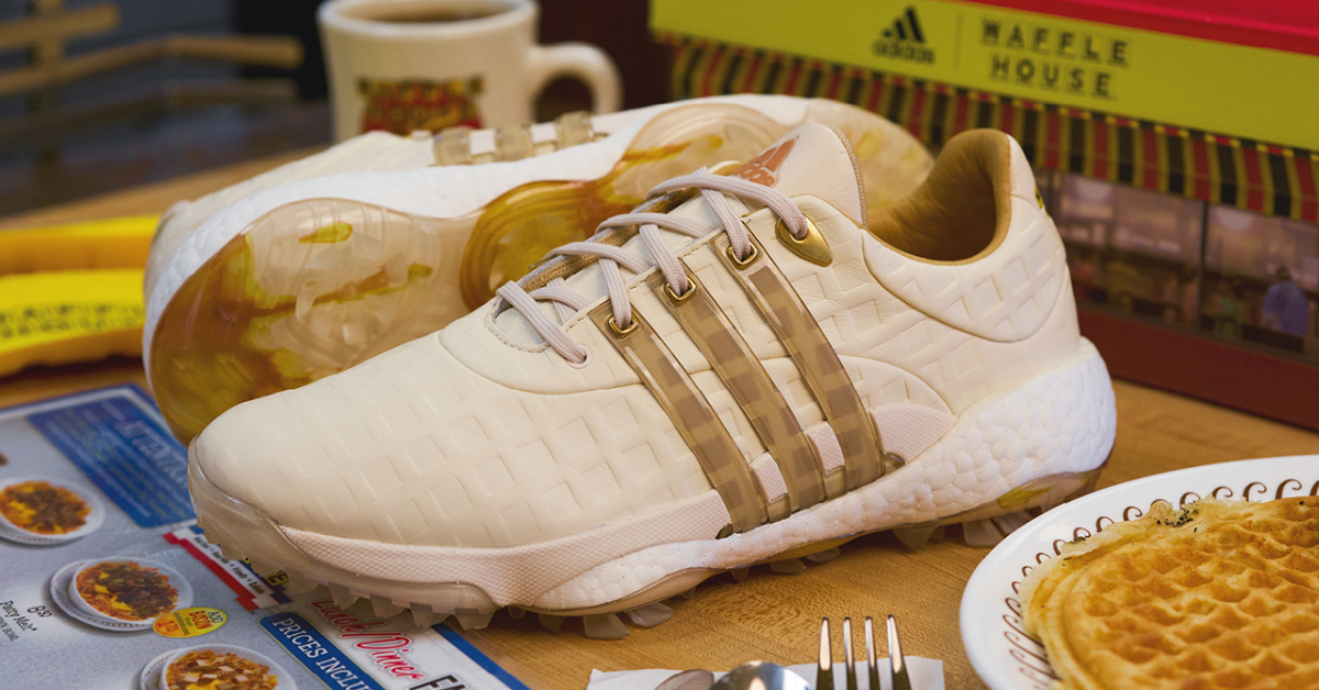 Adidas Golf x Waffle House การจับคู่ที่เหนือความคาดหมาย ได้ออกมาเป็นรองเท้า TOUR360 รุ่นวาฟเฟิล ที่กินไม่ได้ แต่เท่