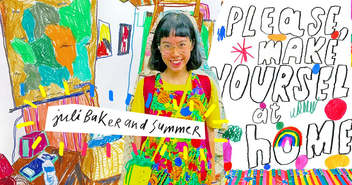 ทำตัวตามสบายในบ้านสีสันสดใสและนิทรรศการของ Juli Baker and Summer